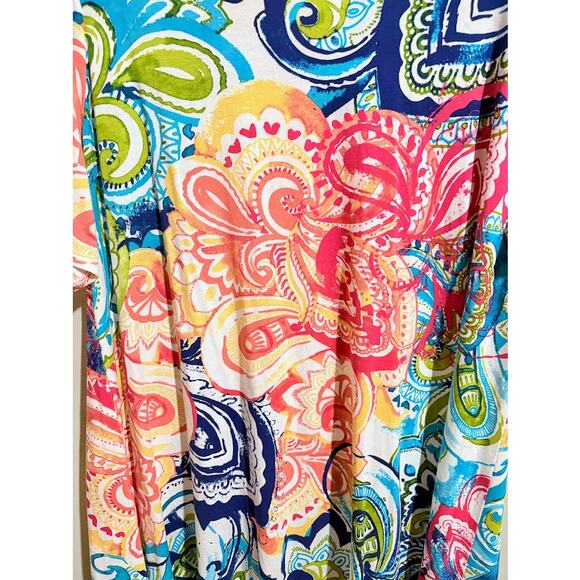 Chico's Bright Colors Paisley Print Short Sleeve Shift Dress Petite Size 16 (3) - Picture 8 of 9